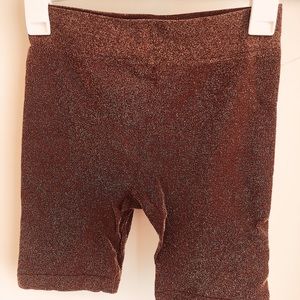 Maroon& Gold Glitter Thread Biker Shorts